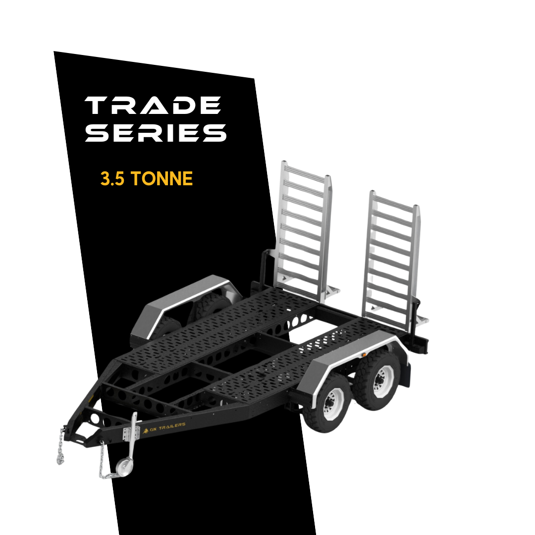 ox trailers trade series 3.5-tonne plant trailers, engineered for durable and reliable transport of machinery up to 2.8-tonne.