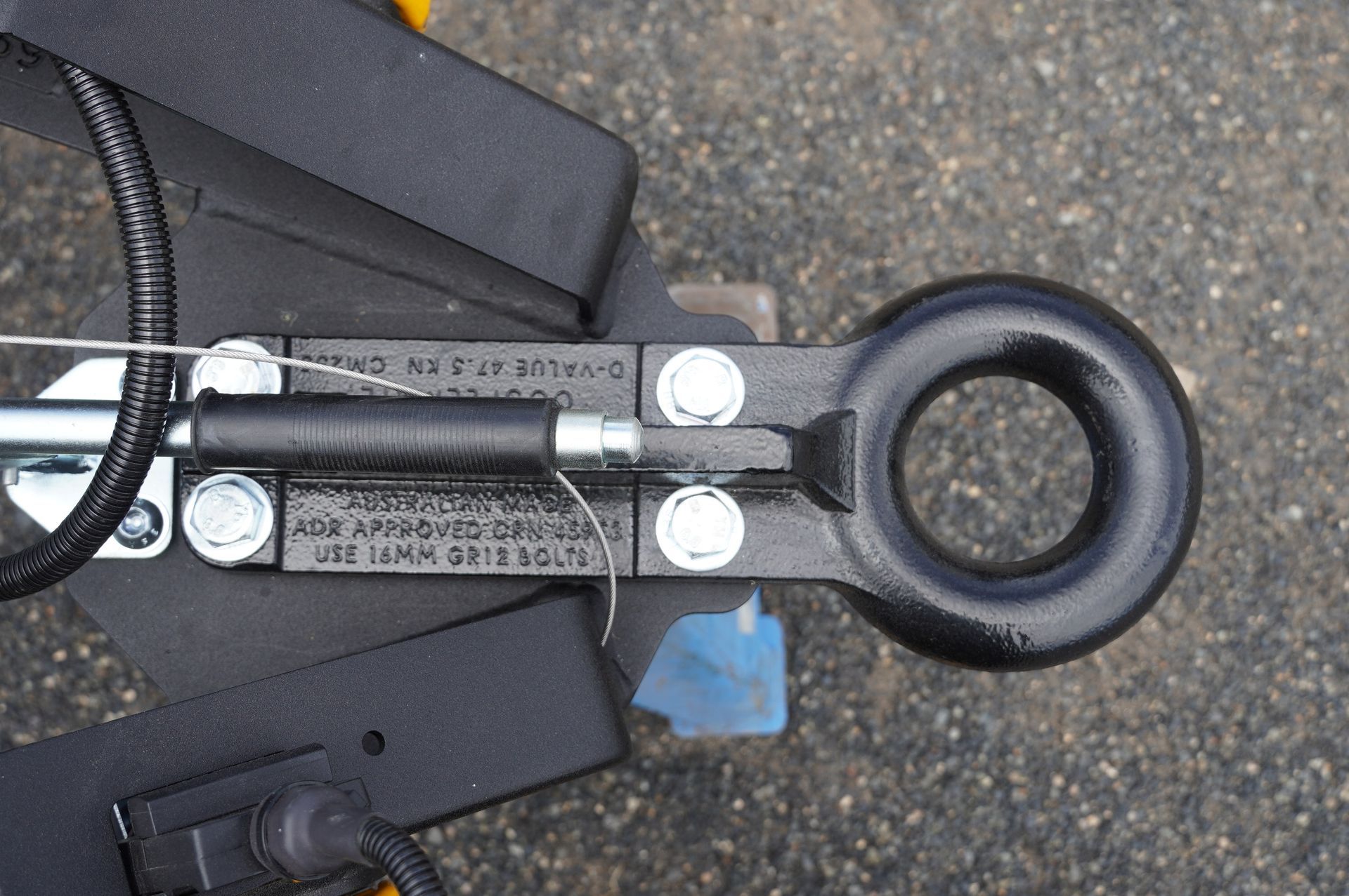 The 75mm Pintle Hitch on a Plant Trailer.