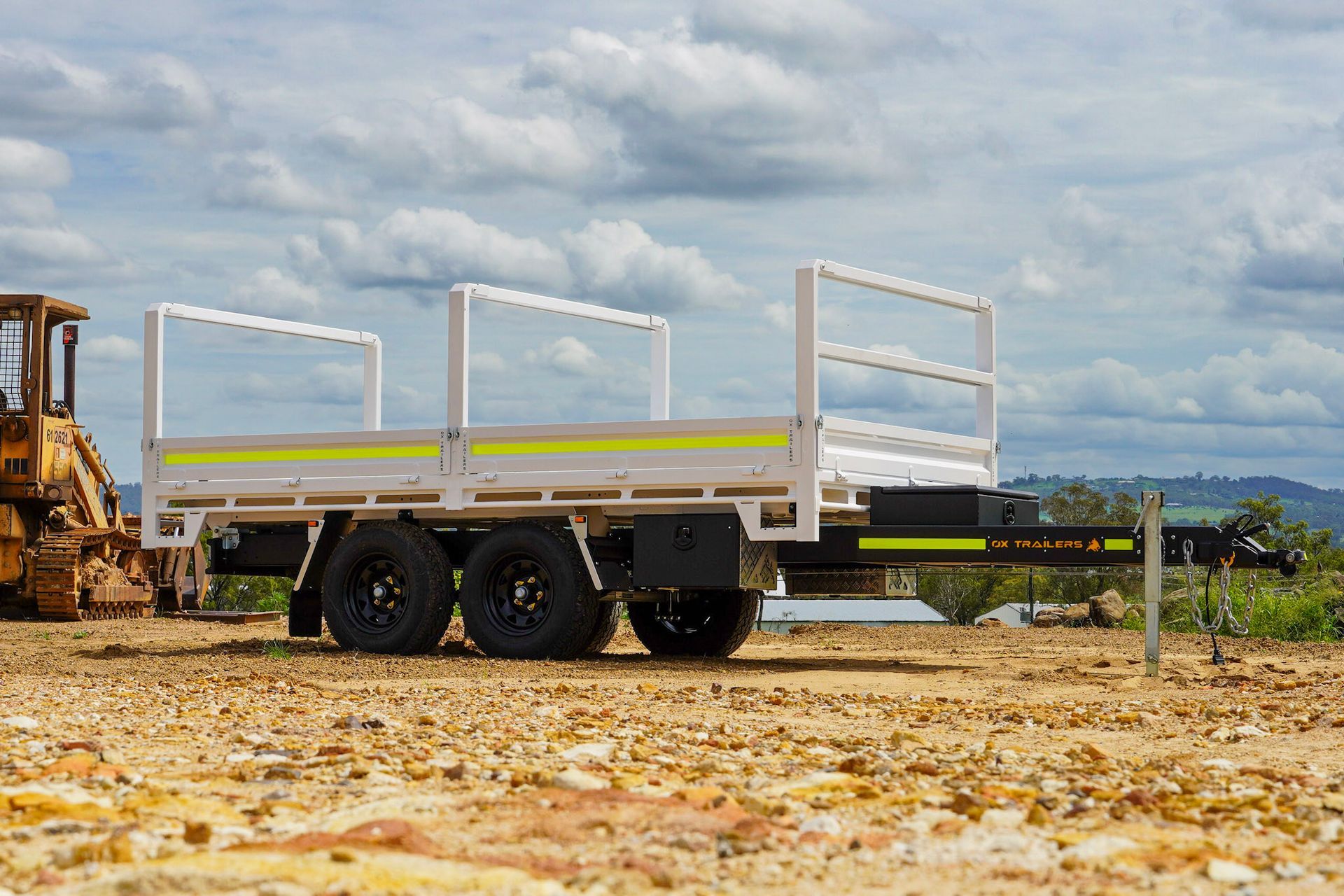 Flat top trailer at mine site with mine spec kit and toolbox