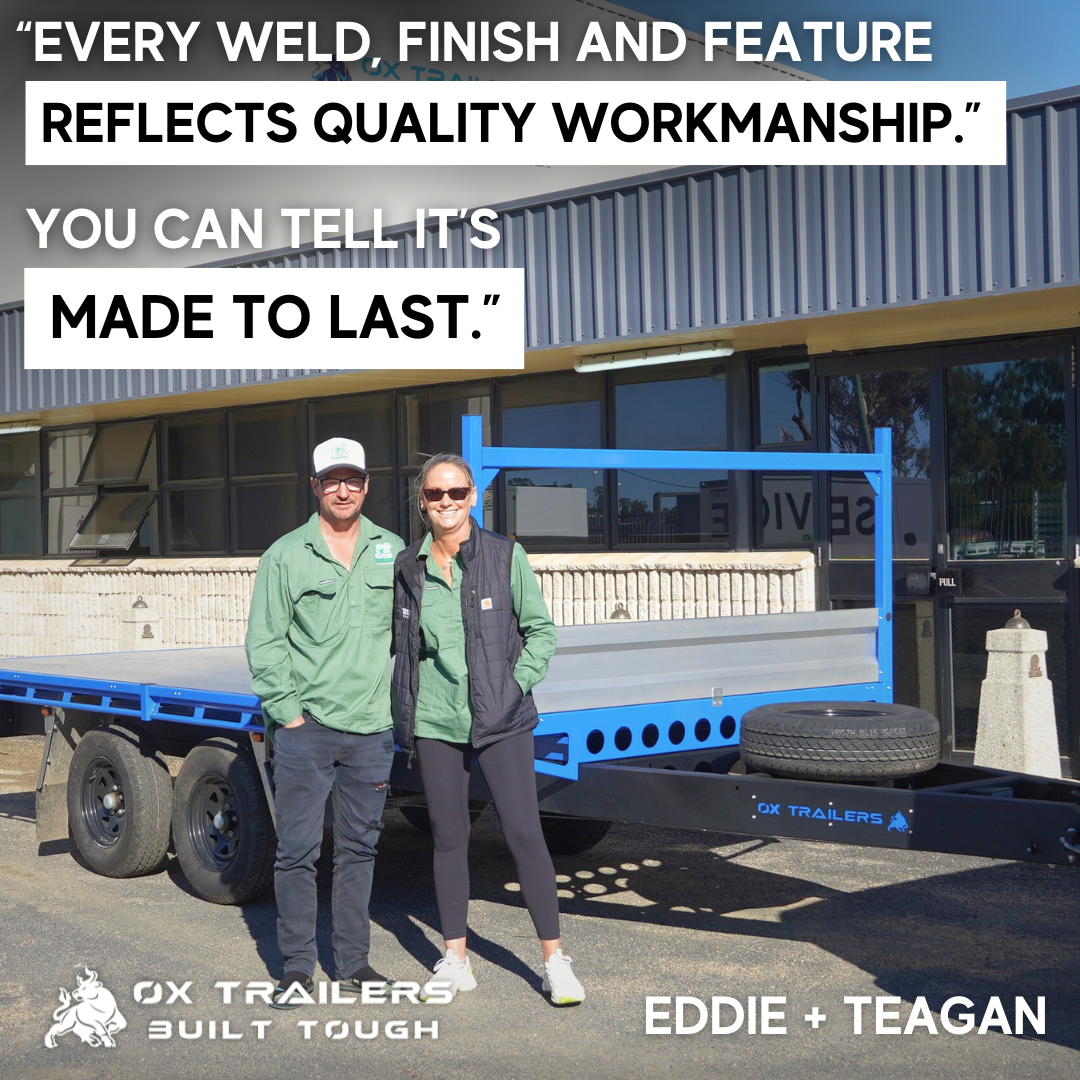 Heavy-duty ox trade series flat top trailer praised to be of quality workmanship by Eddie and Teagan of Bulldog Pressure Services