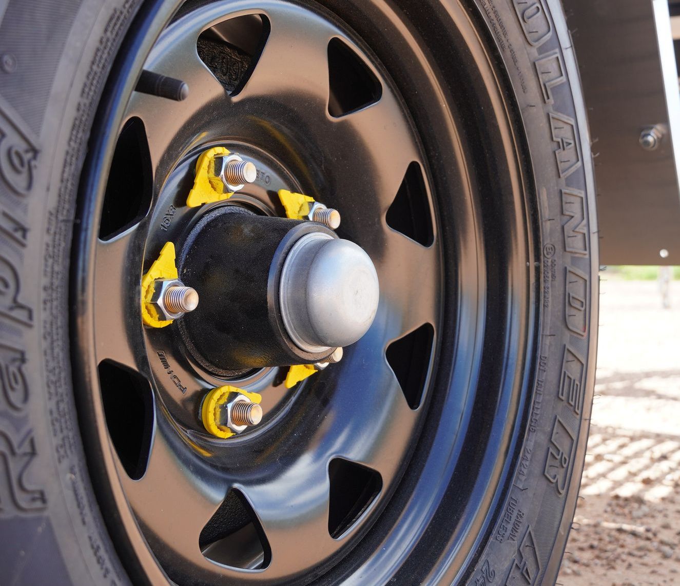 The dual tow taper roller bearings of an ox trailer.