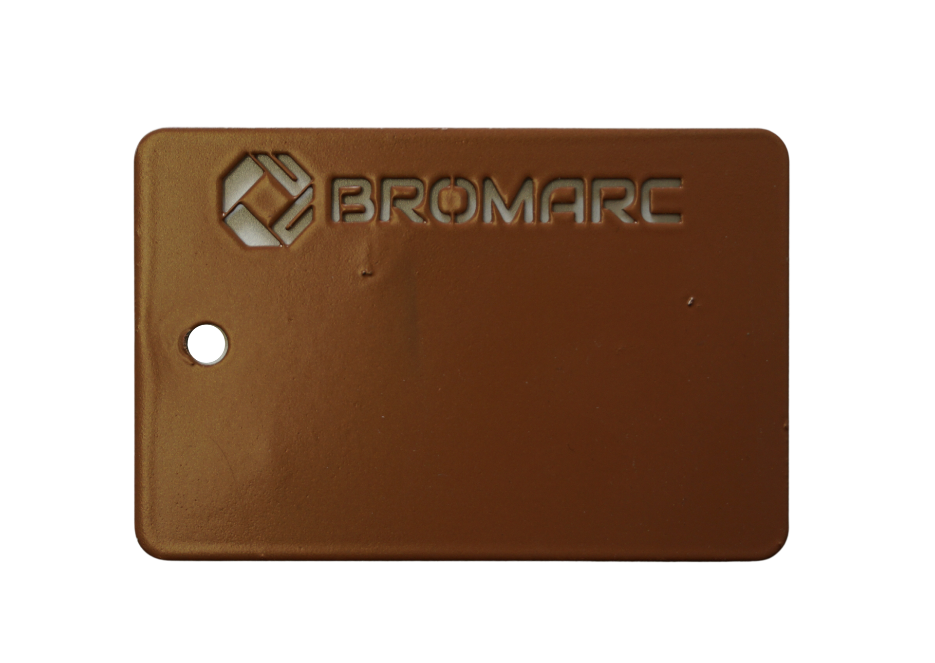 A colour sample from Bromarc Manufacturing which is called CL Copper Pearl with a satin finish.