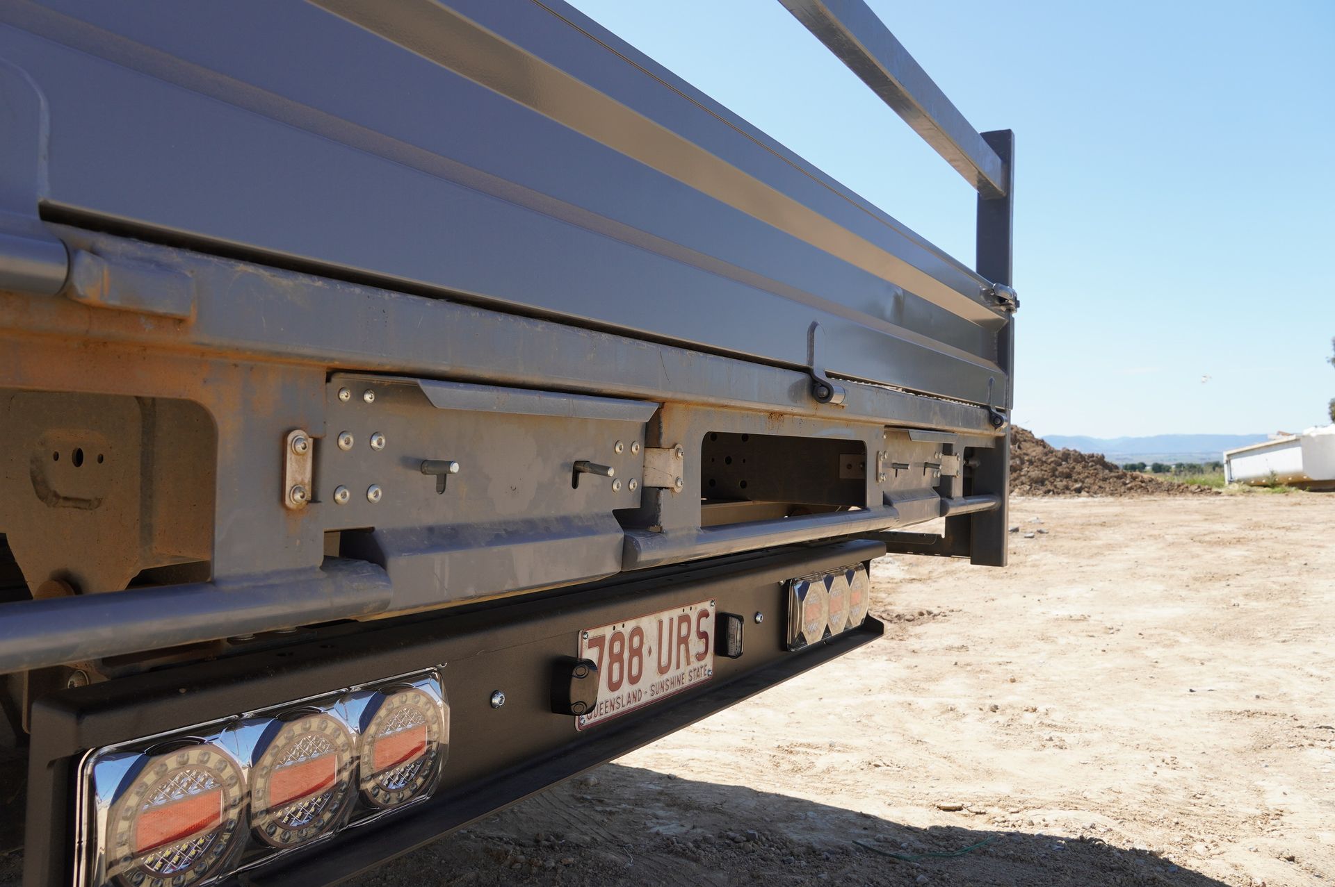 The ramp storage of Hughes Elite Rear tipper trailer.