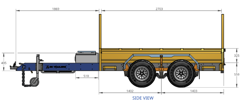 the length of the box trailer