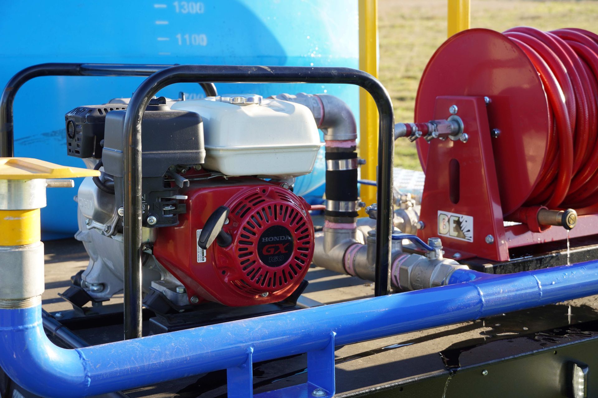 The High volume, low pressure pump situated on the rear of the water trailer.