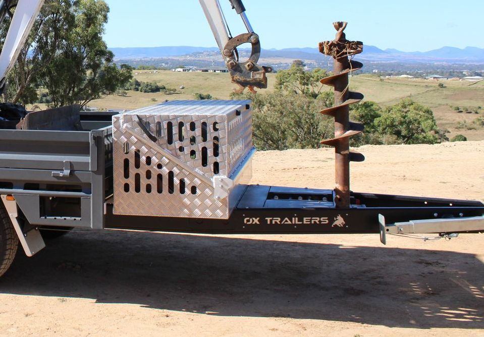 The auger storage set-ups of Michael Bruton three-way tipper trailer.