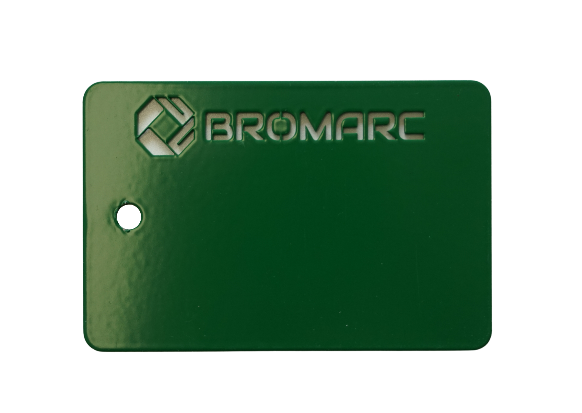 A colour sample from Bromarc Manufacturing which is called JD Green Satin and has a Satin finish.
