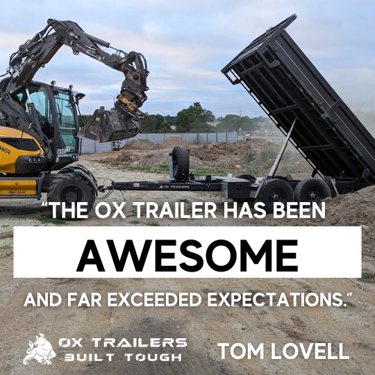 Tom Lovells ox trailer and his testimonial