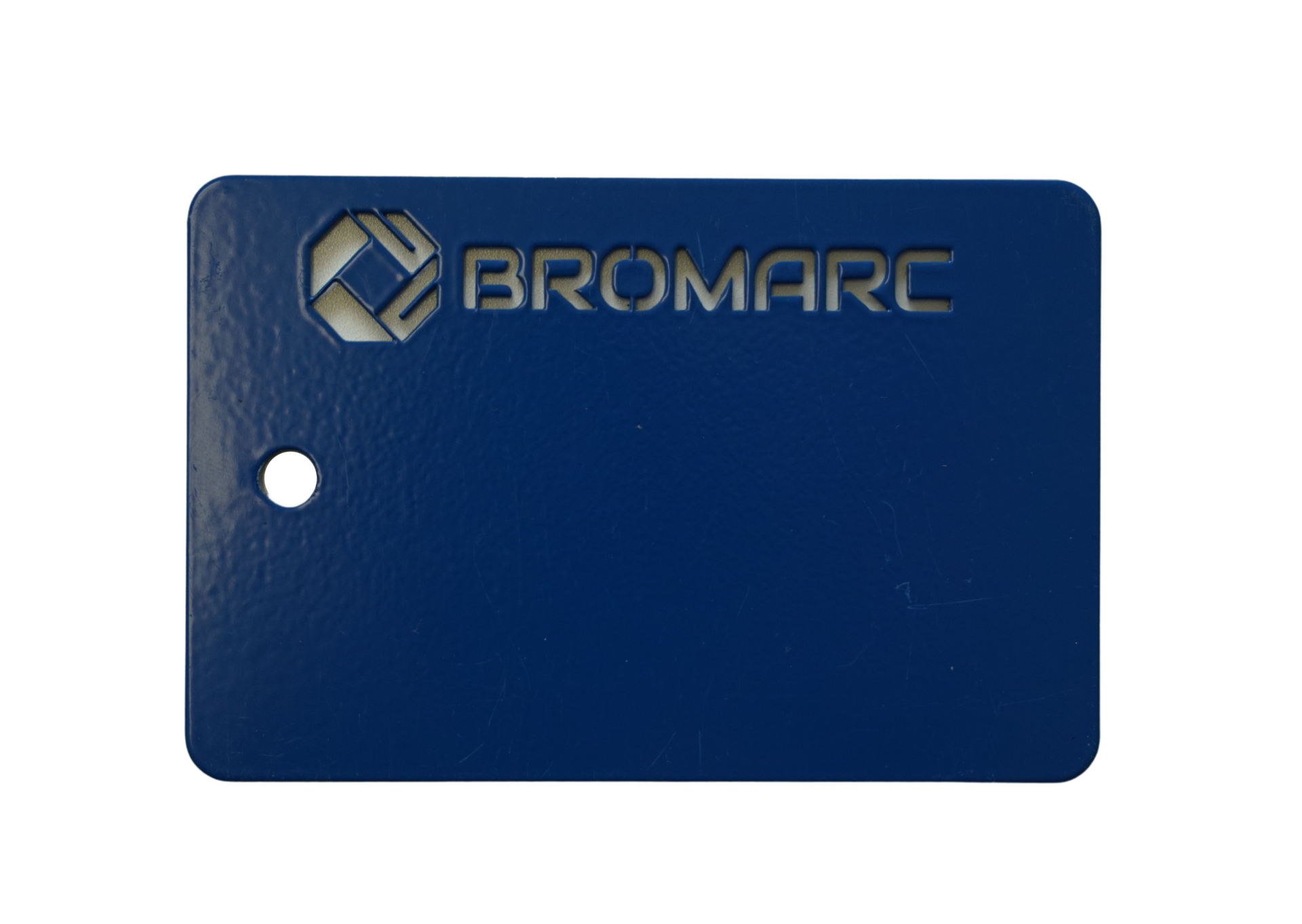 A colour sample from Bromarc Manufacturing which is called Pommel Blue with a Gloss finish.