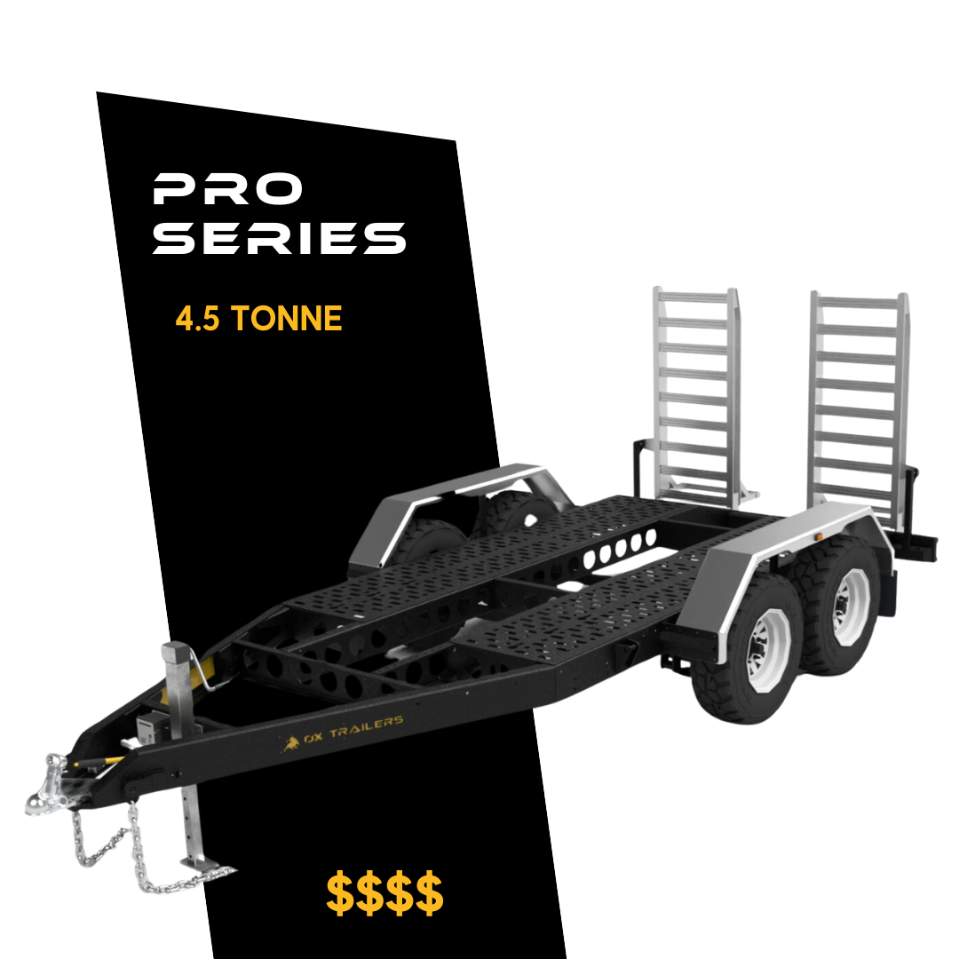 A render of the ox trailers pro series plant trailer, able to be rated for 3.5-tonne and 4.5-tonne