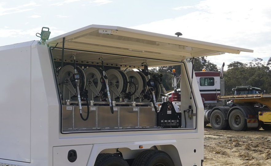 The side opening door of an ox service trailer