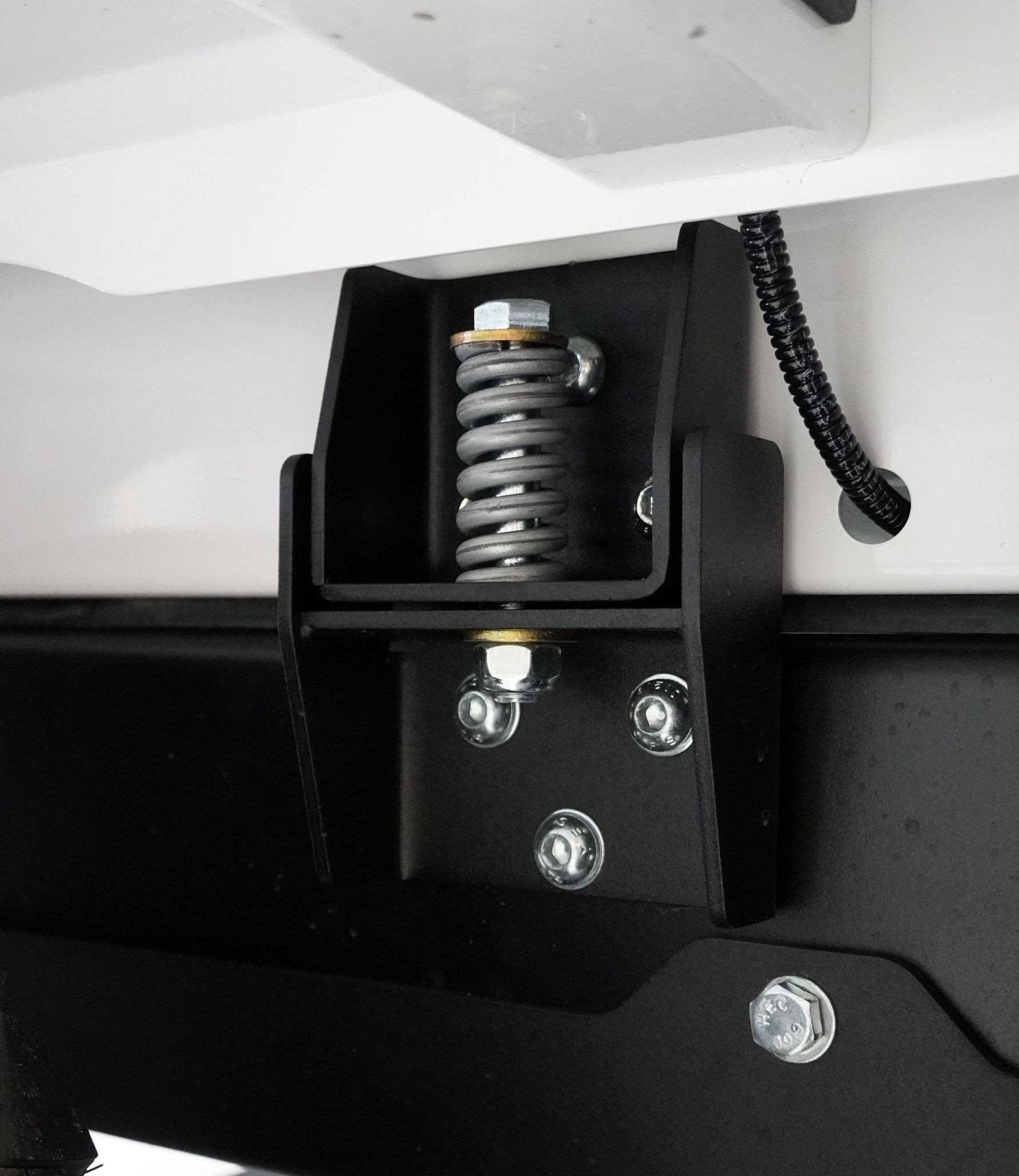 The spring mounting system of the ox builders trailer.