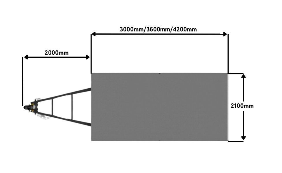 the length and width of an ox trade series flat top trailer.