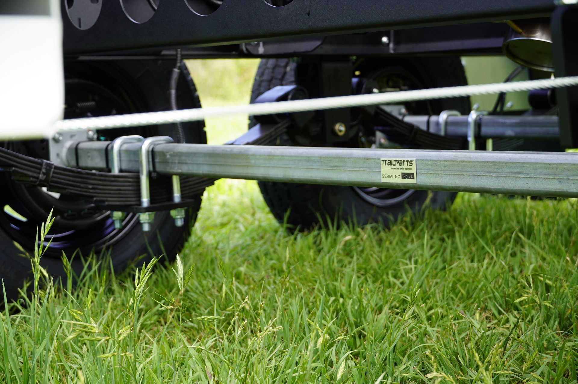 The 50mm square steel axles of an ox trailers.