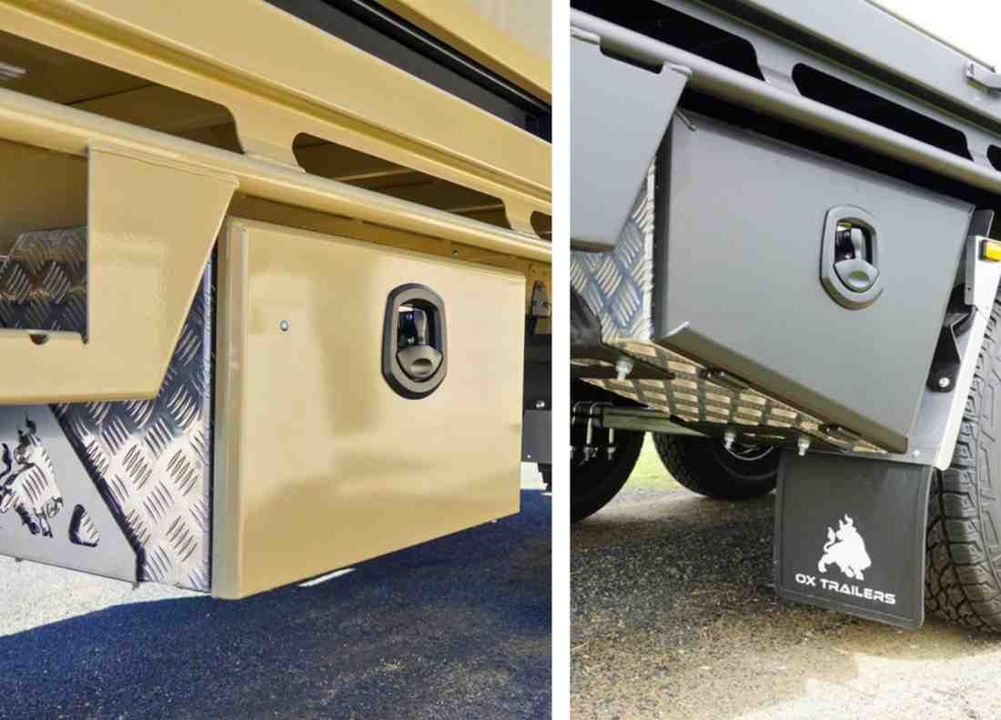 Chassis Mounted Undertray Toolbox for Flat Top Trailer and Flat Deck Trailer, Australian made and manufactured.