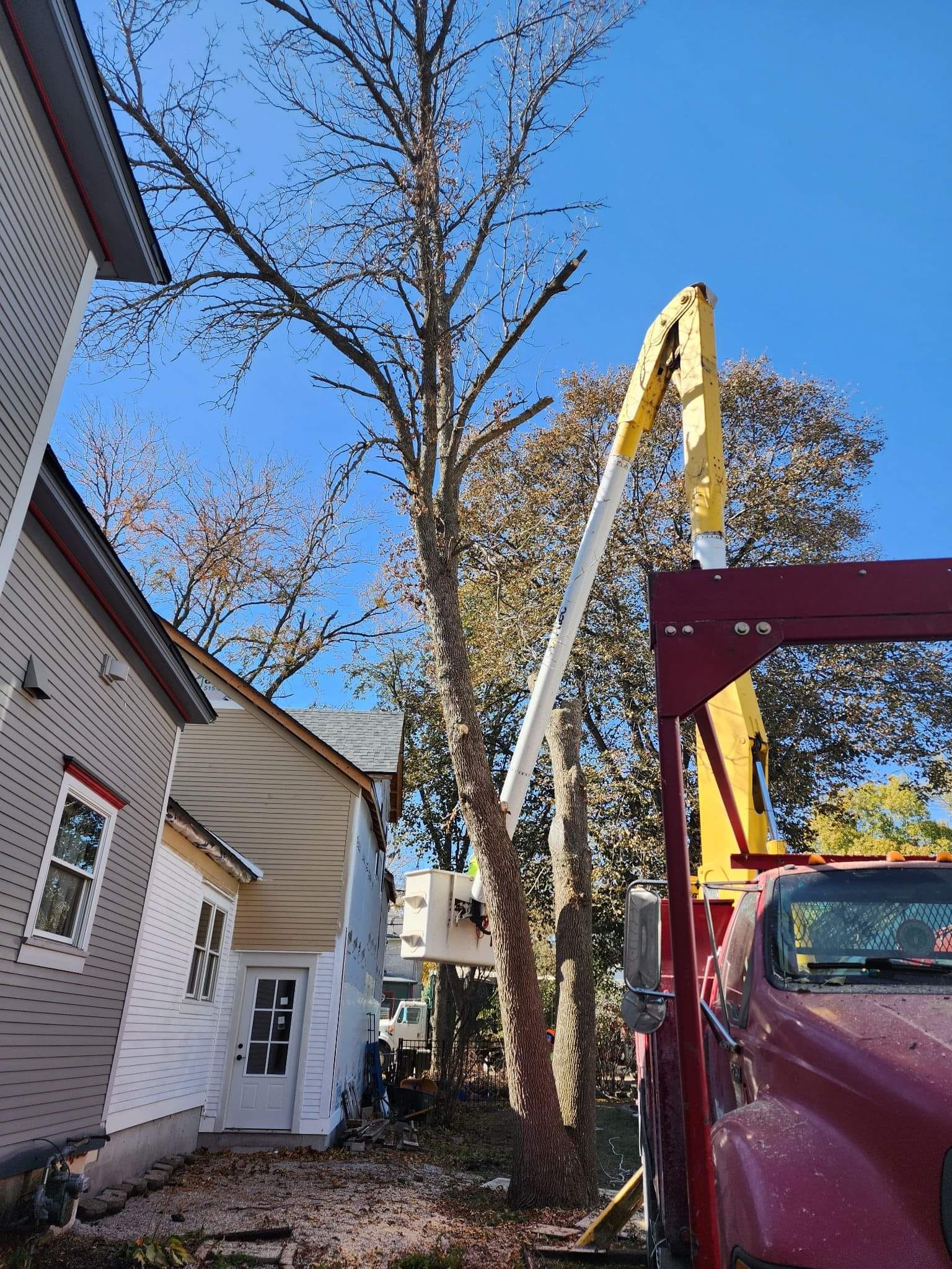 Arborist on Crane – Huxley, IA – Pitts Lawn & Tree