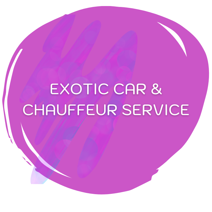 Purple logo reading “Exotic Car & Chauffeur Service”
