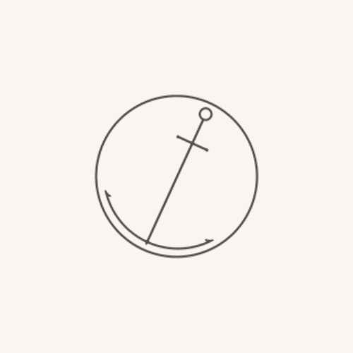 A line drawing of an anchor in a circle on a white background.