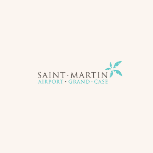Saint martin airport grand case logo on a white background