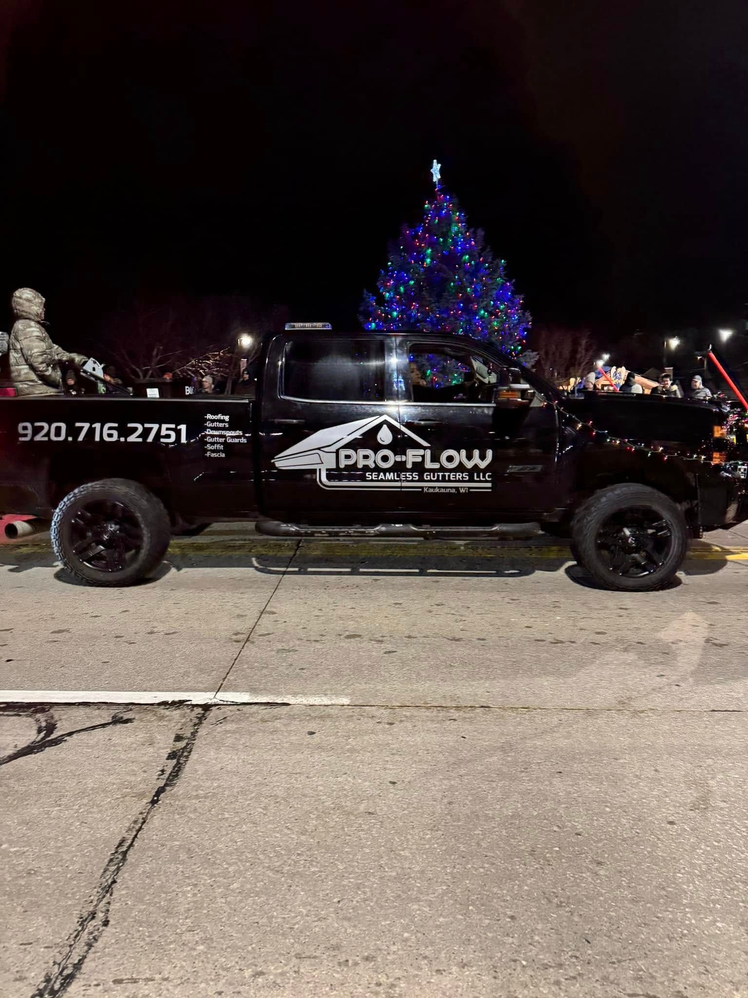 A black pickup truck with 