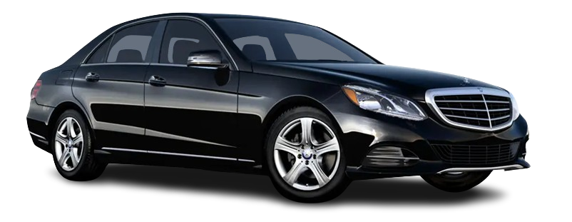 A black mercedes benz is shown on a white background.