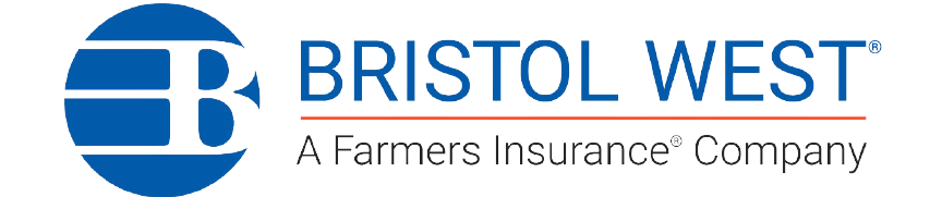 A logo for bristol west a farmers insurance company