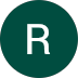 The letter r is in a green circle on a white background.