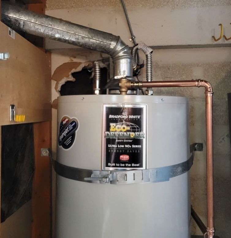 A water heater with a sticker on it that says eco