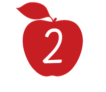 A red apple with the number 2 on it