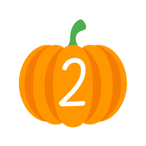 A pumpkin with the number 2 on it