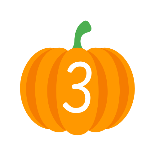 A pumpkin with the number three carved into it.