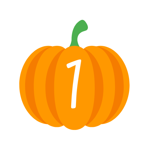 A pumpkin with the number 1 on it