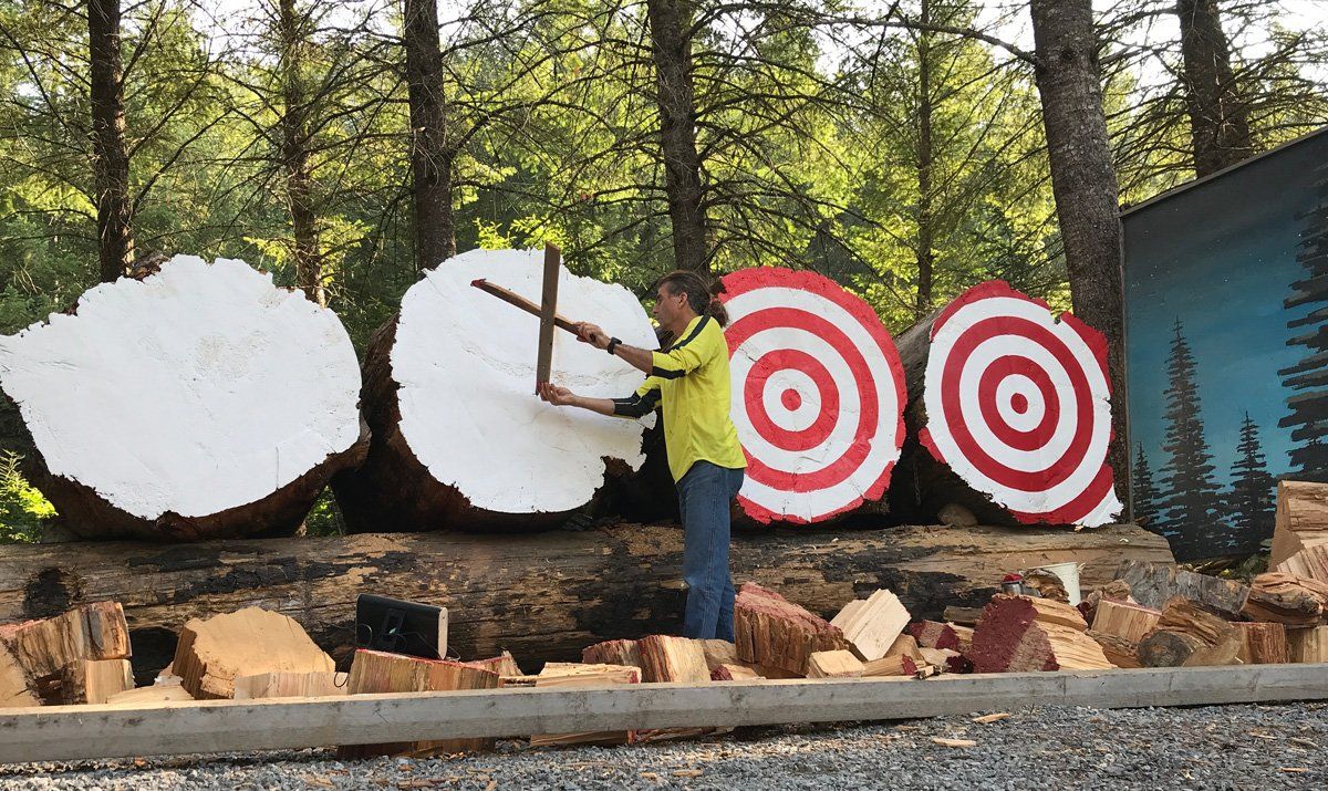 illustration custom props wood sculpture axe throwing