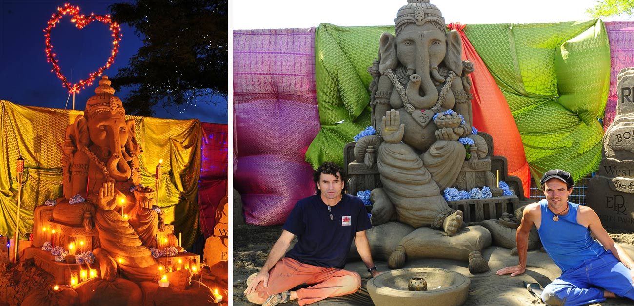 sand sculpture white rock ganesha india god