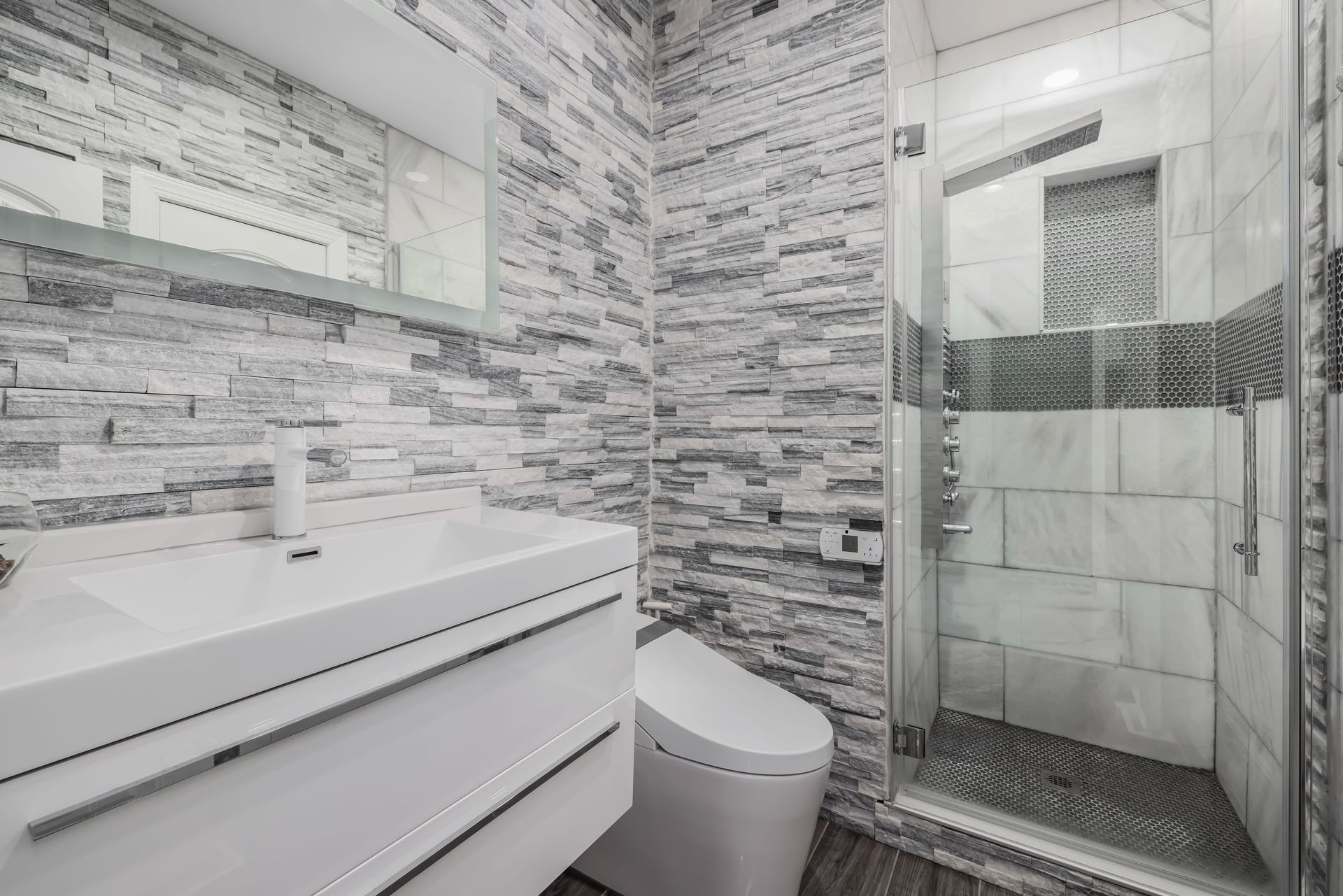 Bathroom remodel with curbless ADA shower in Ventura County