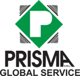 Logo di Prisma Global Service. Presenta un diamante verde con una "P" bianca e il nome dell'azienda in nero.