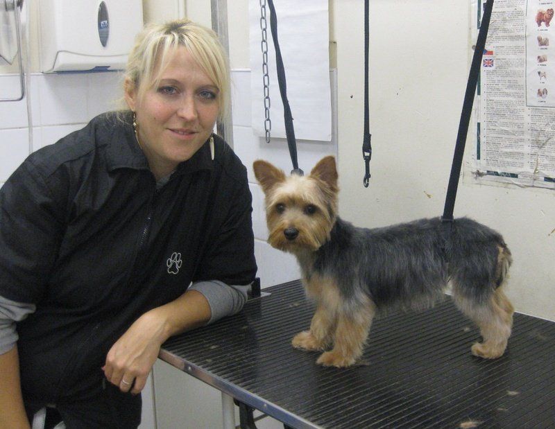 Puppy and technician