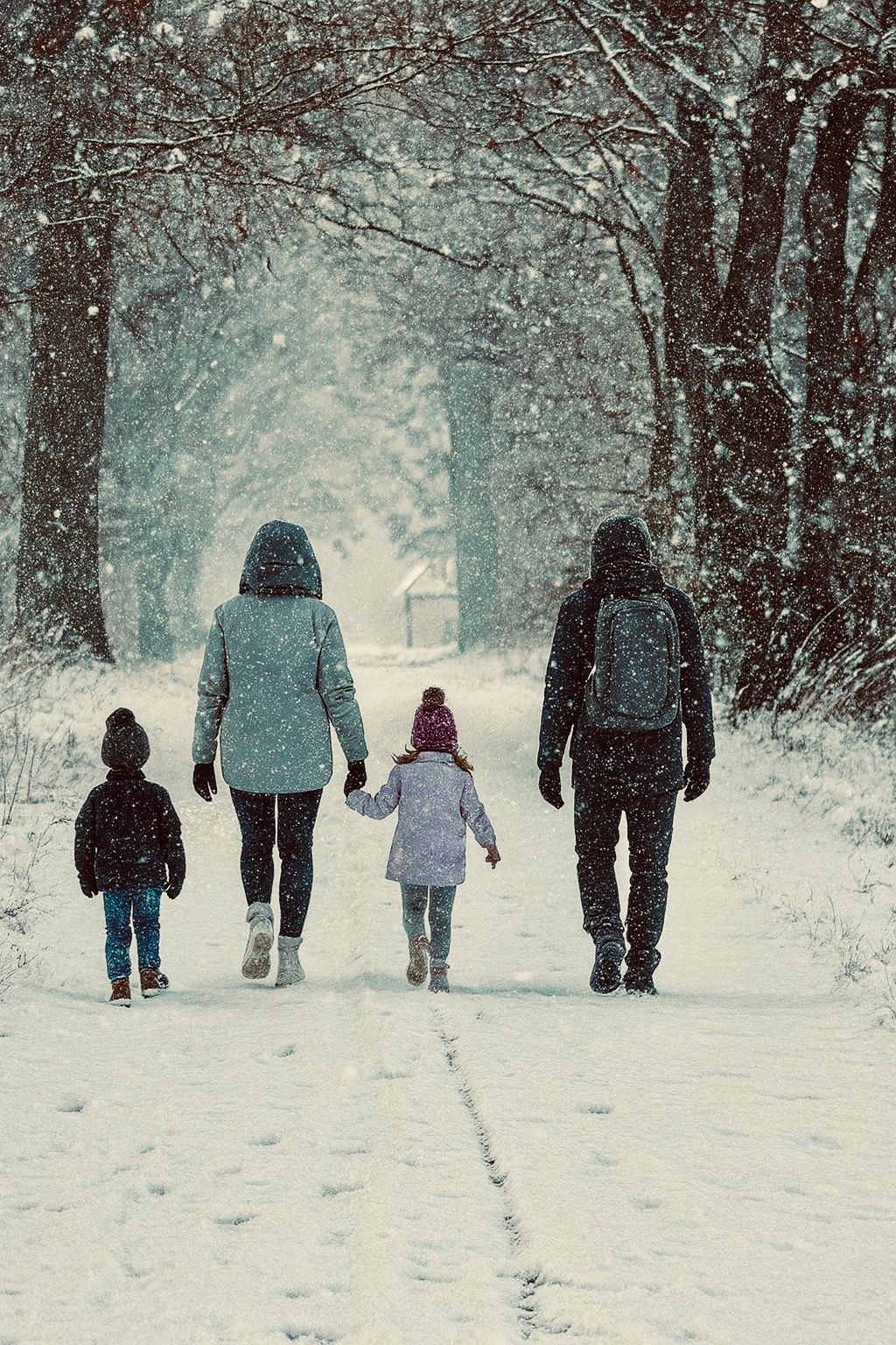 Lush green backyard with pond, rock features, plants, and trees under a bright blue sky.