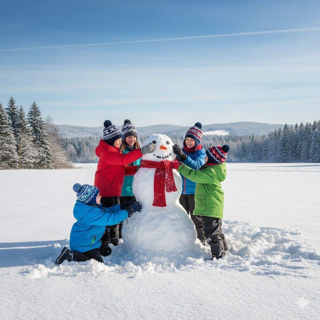 A pond surrounded by greenery, with a wooden bridge and a blue sky.