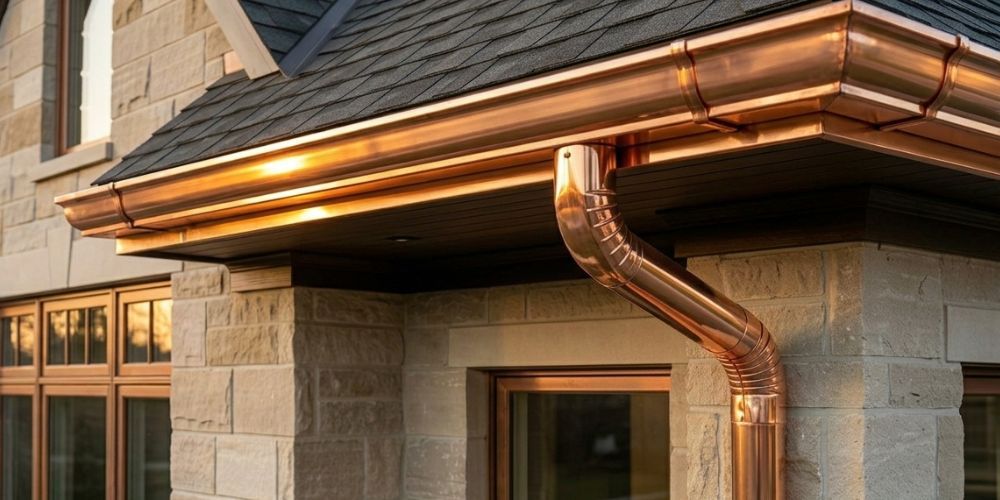 Modern house with copper gutter