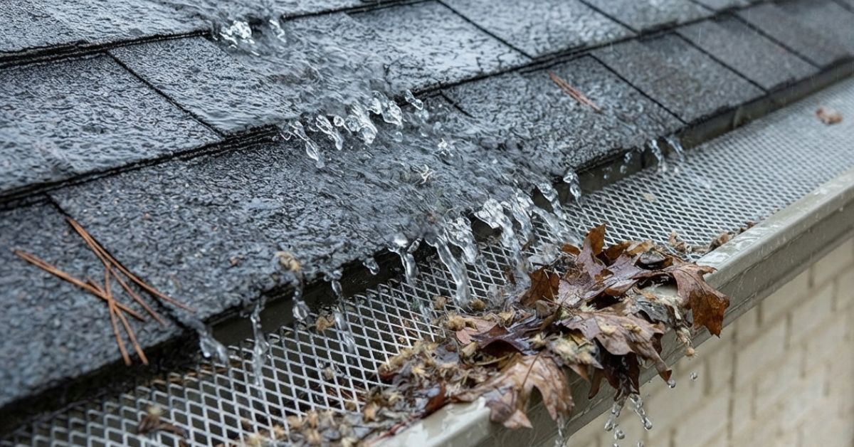 Stainless steel micro-mesh gutter guard installed on a residential home in Atlanta