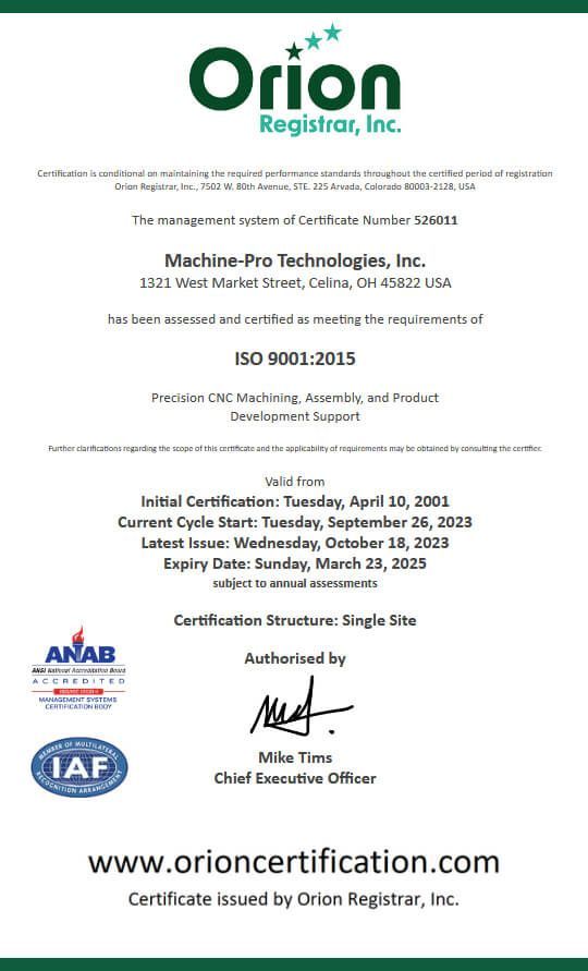 ISO 9001 Certified CNC