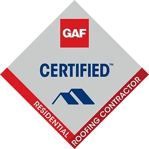 A logo for a certified residential roofing contractor