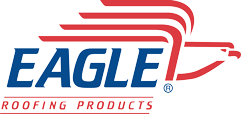 Eagle roofing products logo with a red white and blue eagle