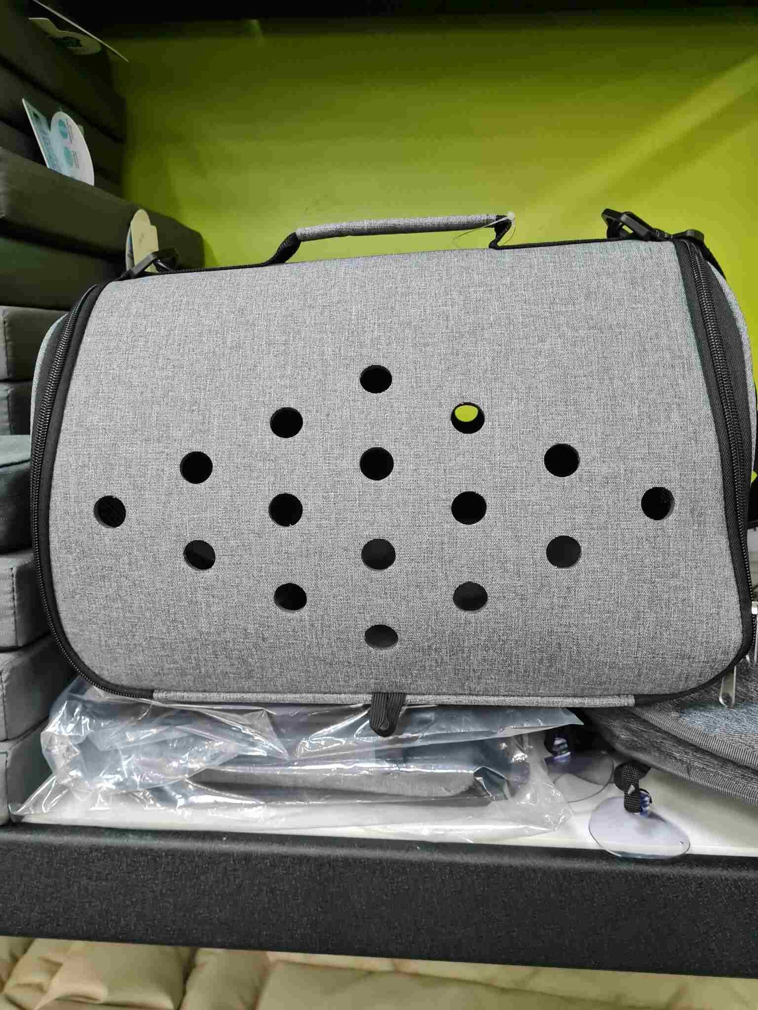 Gray Dog Carrier is Sitting on Top of a Shelf — Rocky Pet World in Norman Gardens, QLD