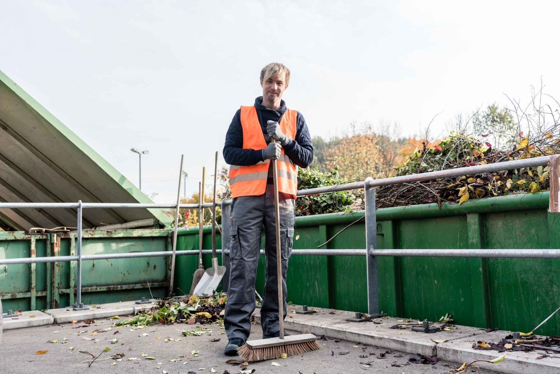 Man managing recycling and waste