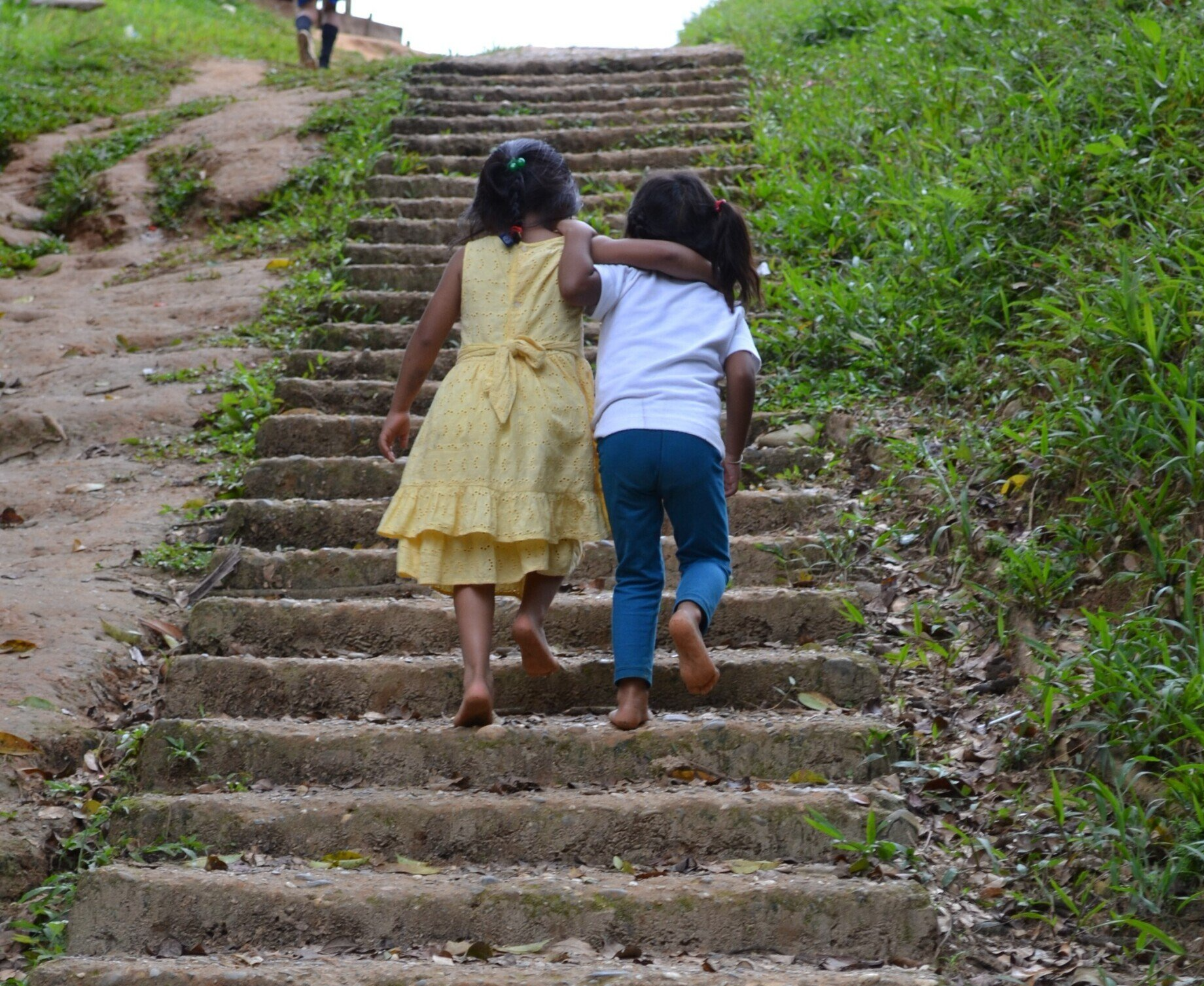 Kids Walking Up Stairs Barefoot