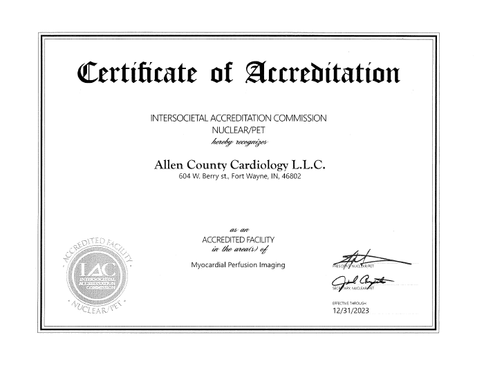 Accredited Nuclear Cardiology Laboratory — Fort Wayne, IN — Allen County Cardiology