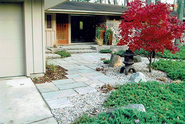 Landscape  Outdoor — Stone Landscape Front of House in Midland, MI