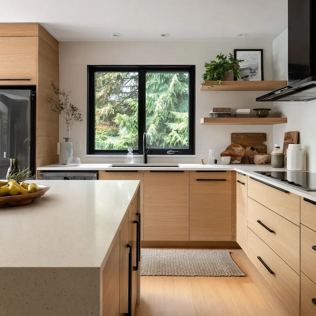 Vancouver kitchen remodeling transformation showcasing marble island feature, shaker cabinet installation, and complete kitchen upgrade services.
Luxury Vancouver kitchen renovation featuring bespoke cabinetry, granite waterfall island, hardwood flooring installation, and premium finish detailing.
Open-concept kitchen remodeling Vancouver BC with structural reinforcement, layout expansion, and quartz countertop integration.
Vancouver kitchen remodel before and after featuring cabinet refacing, granite island construction, and backsplash tile enhancement.